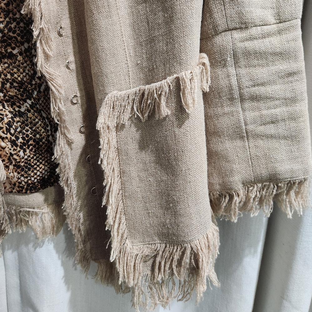 Dolce and Gabbana Tan Linen Fringe Blazer Jacket 38 Us 2 - Picture 2 of 7